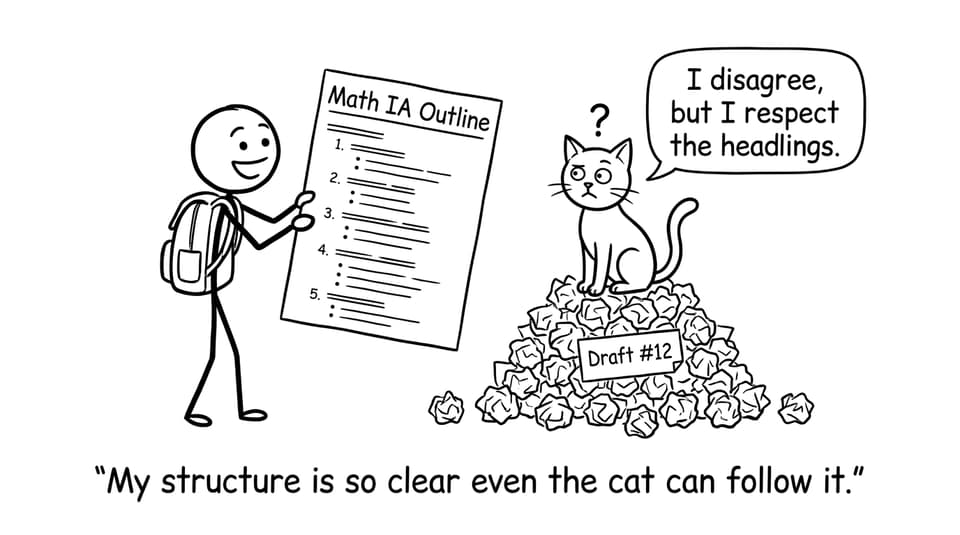 Student shows IA outline to cat