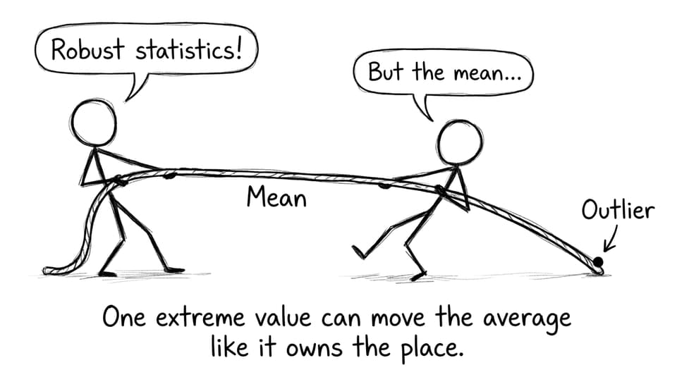 Outlier tugging the mean