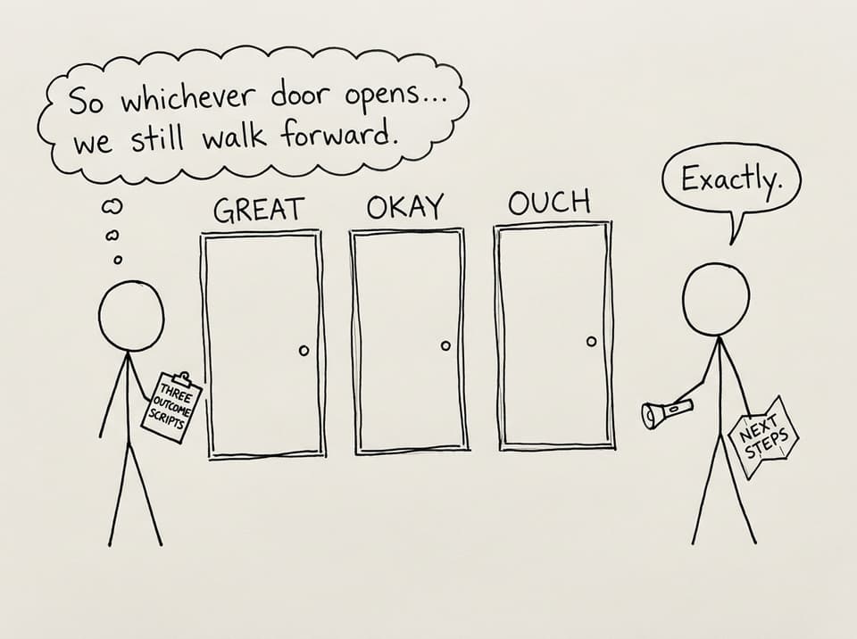 Three outcome scripts comic