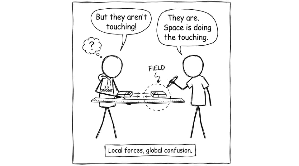 Two magnets and "space doing the touching" comic