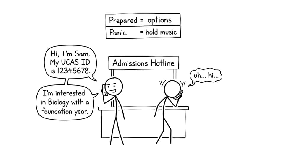 Prepared = options, Panic = hold music