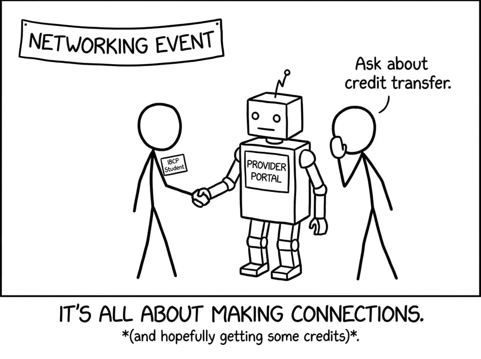 IBCP student networking with a provider portal robot