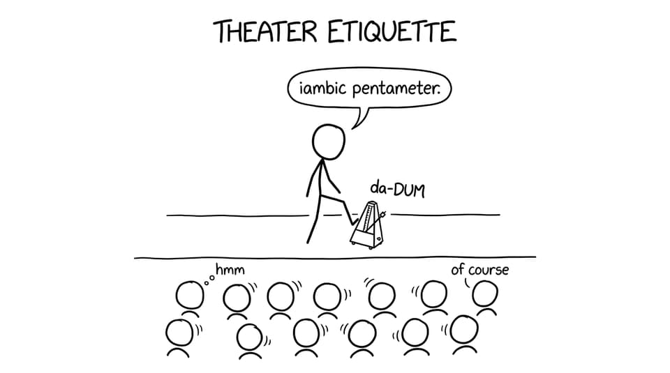 An actor steps on a “da-DUM” metronome like it is normal
