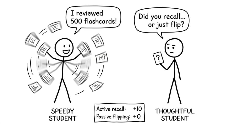 Active recall vs passive flipping comic