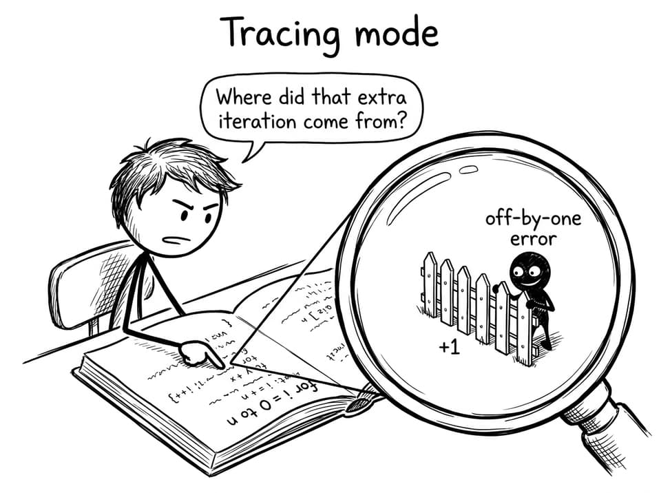 Tracing mode off-by-one joke