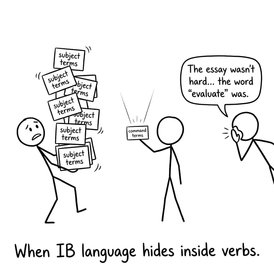 When IB language hides inside verbs comic