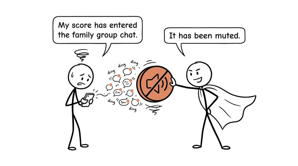 A parent protects a student's IB result from an overexcited family group chat