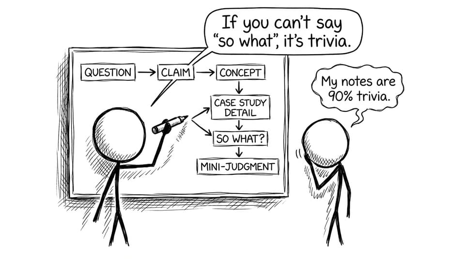 Flowchart: Question to mini-judgment
