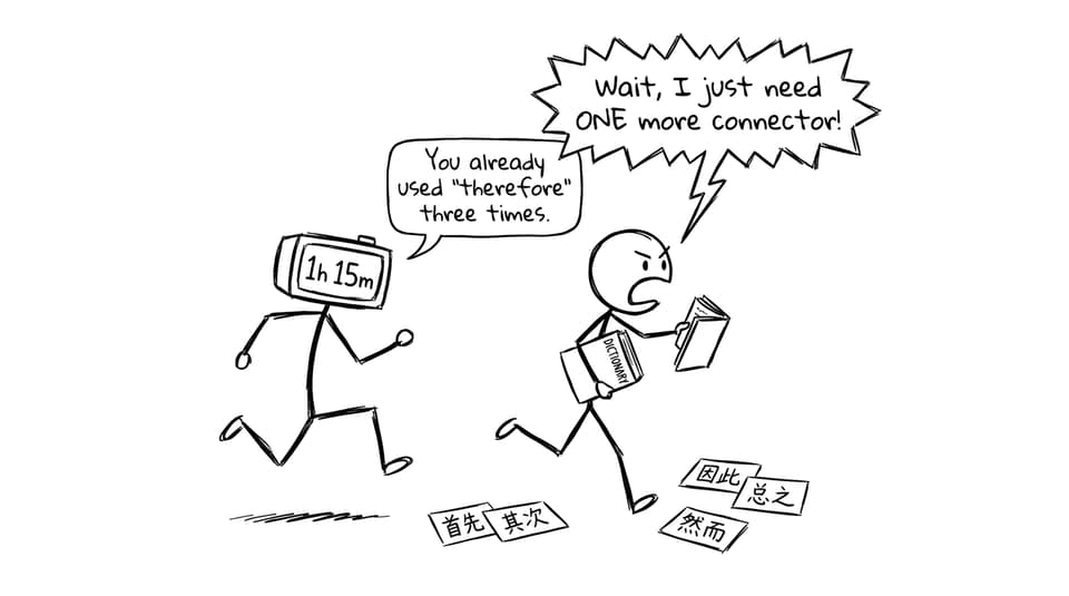 A timer chases a student asking for one more connector