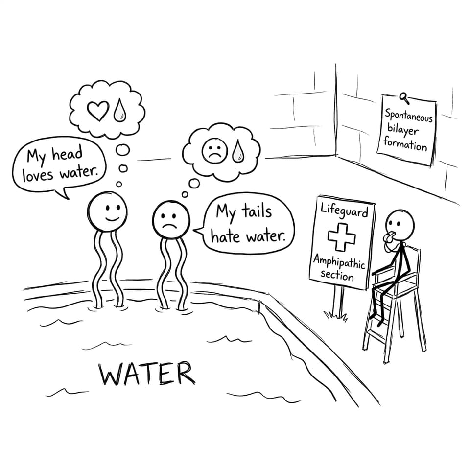 Amphipathic pool joke