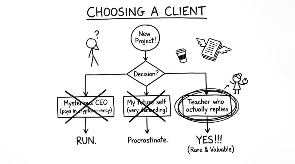 A ridiculous client-choice flowchart