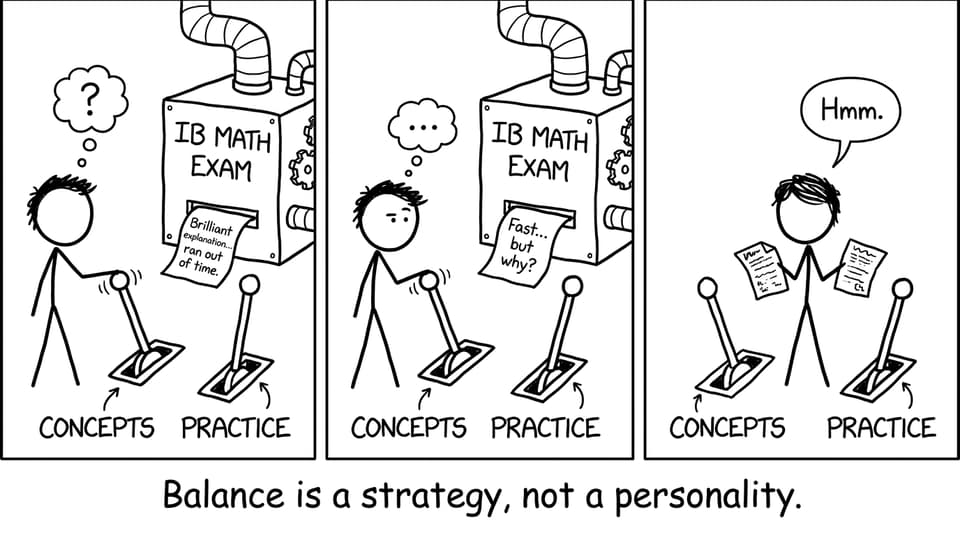 A comic about balancing concepts and practice