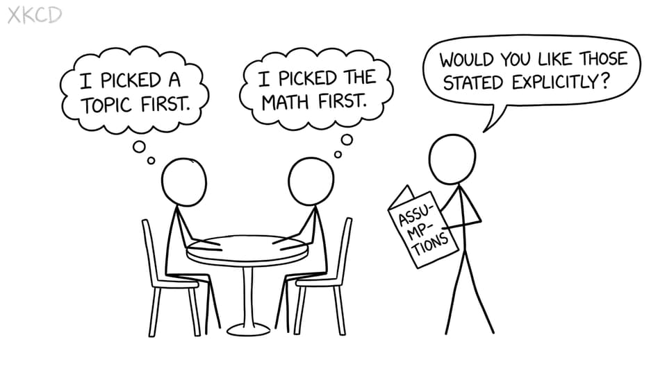 Two students choosing topic vs math first