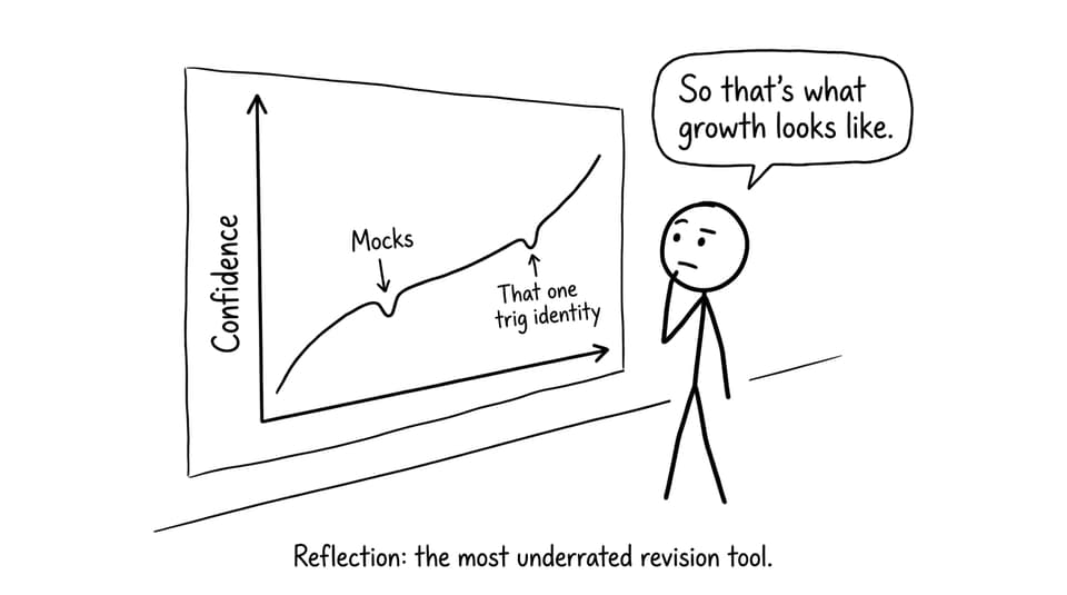 Confidence graph with dips labeled mocks and trig identity