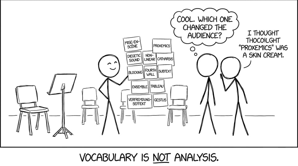 Comic: vocabulary vs analysis