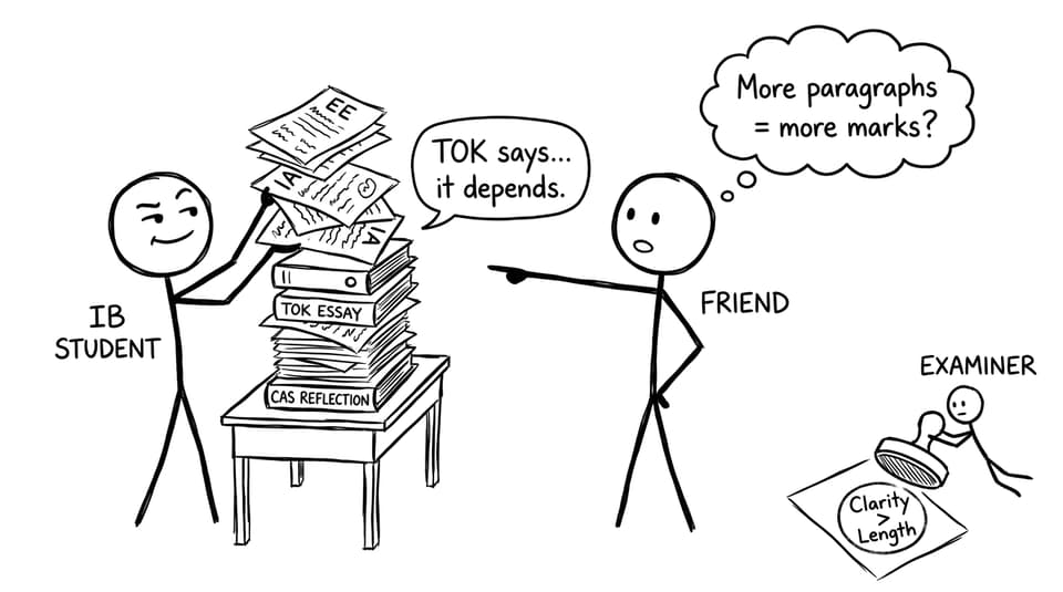 TOK paragraphs comic: clarity vs length