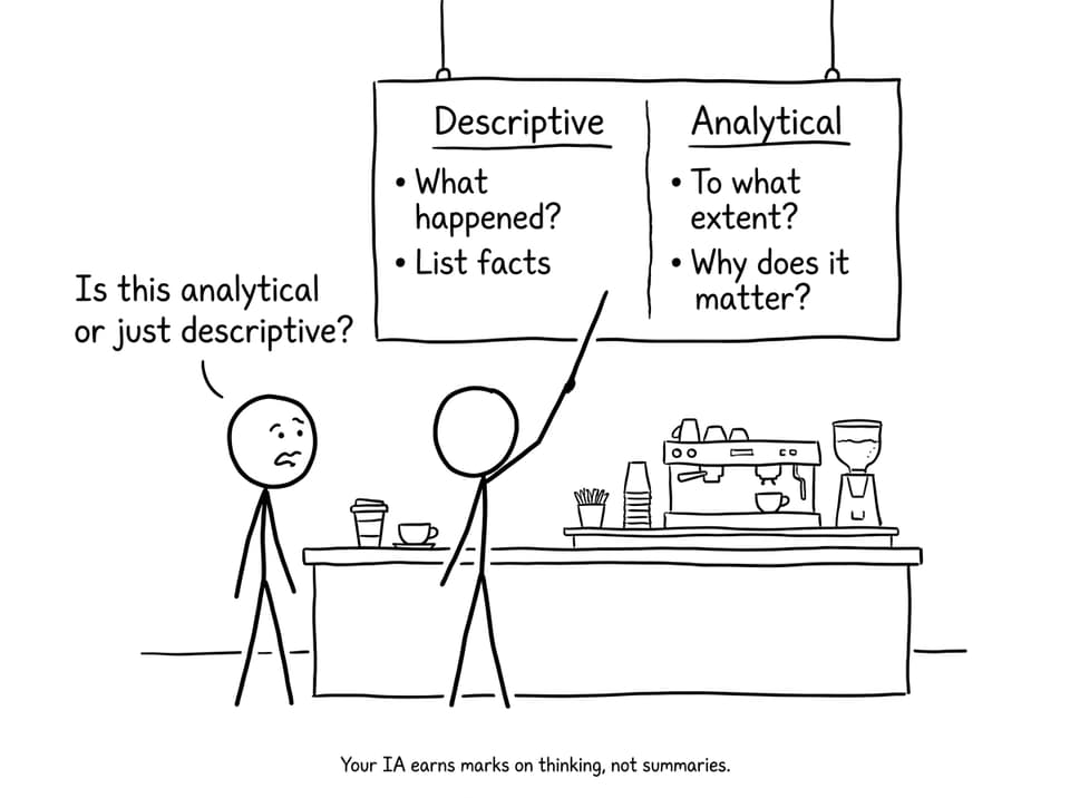 Descriptive vs analytical menu joke