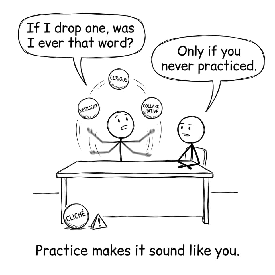 Student juggling traits while avoiding cliches