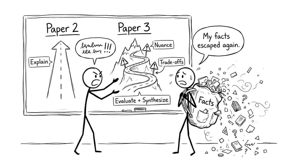 Paper 2 vs Paper 3 mountain trail comic