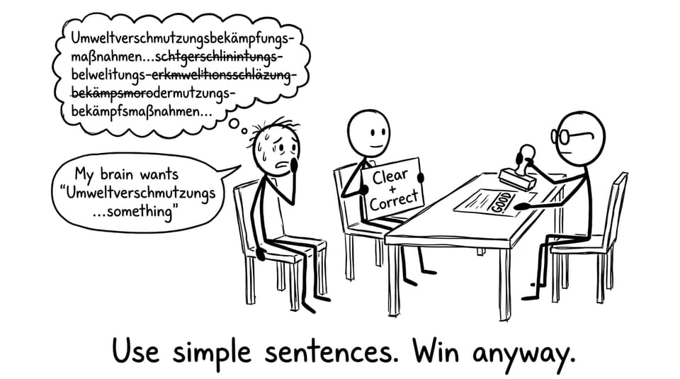 Use simple sentences. Win anyway.