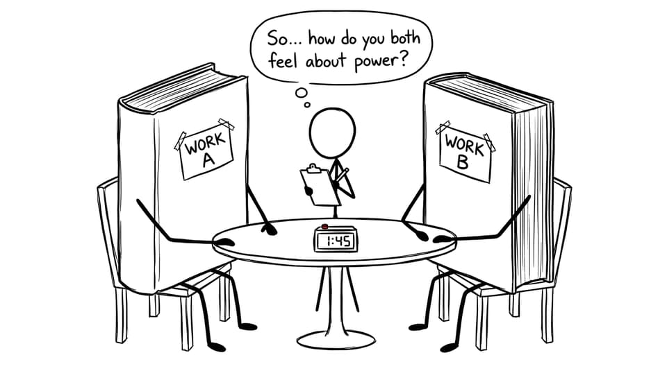 Two literary works attend a Paper 2 speed date