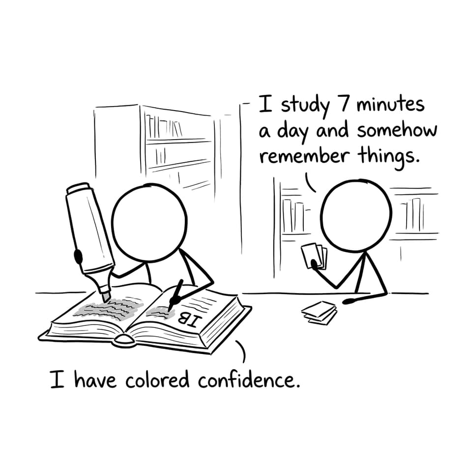 Flashcards vs highlighting comic