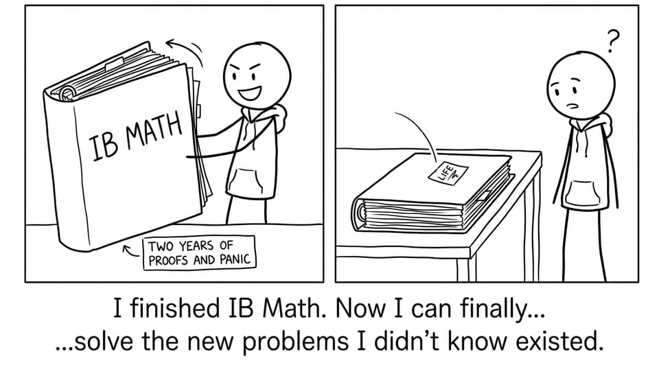 Student closes IB Math binder, life note lands