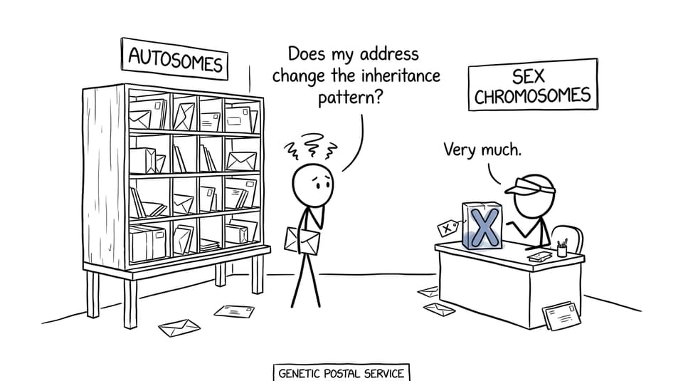 An allele visits the genetic postal service and learns that chromosome location matters