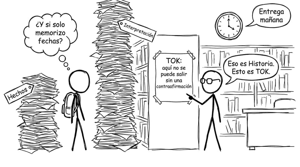 Cómic XKCD sobre hechos vs interpretación en TOK