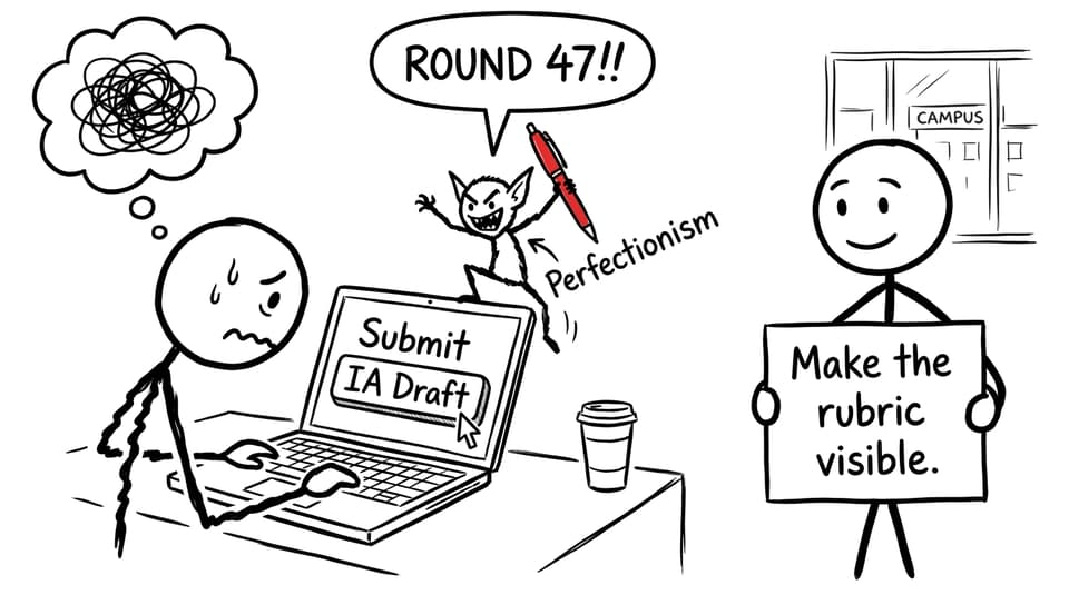 A perfectionism gremlin appears after clicking submit