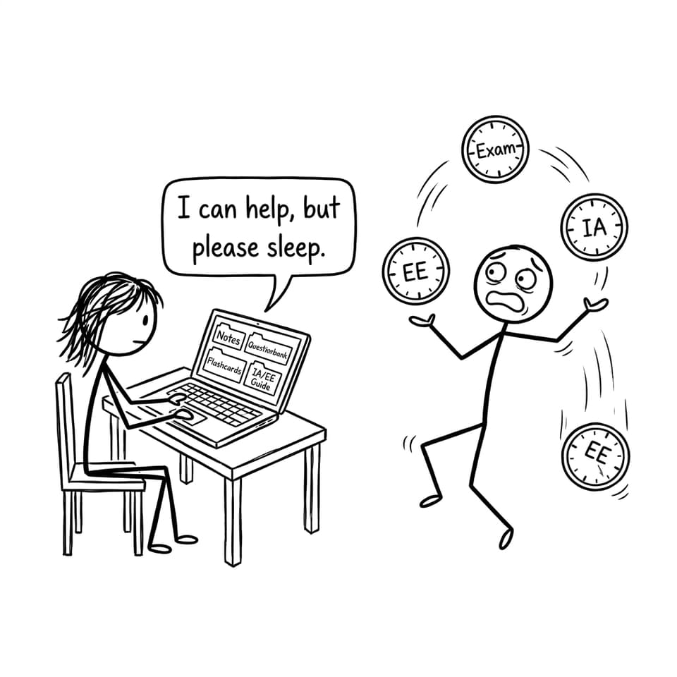 XKCD-style comic of tabs and juggling deadlines