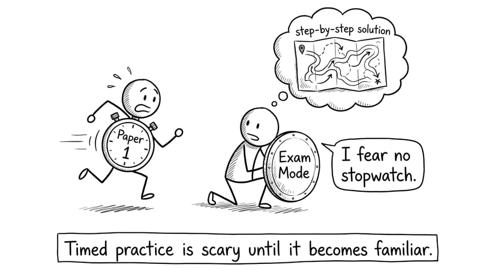 Timed practice is scary until it becomes familiar.