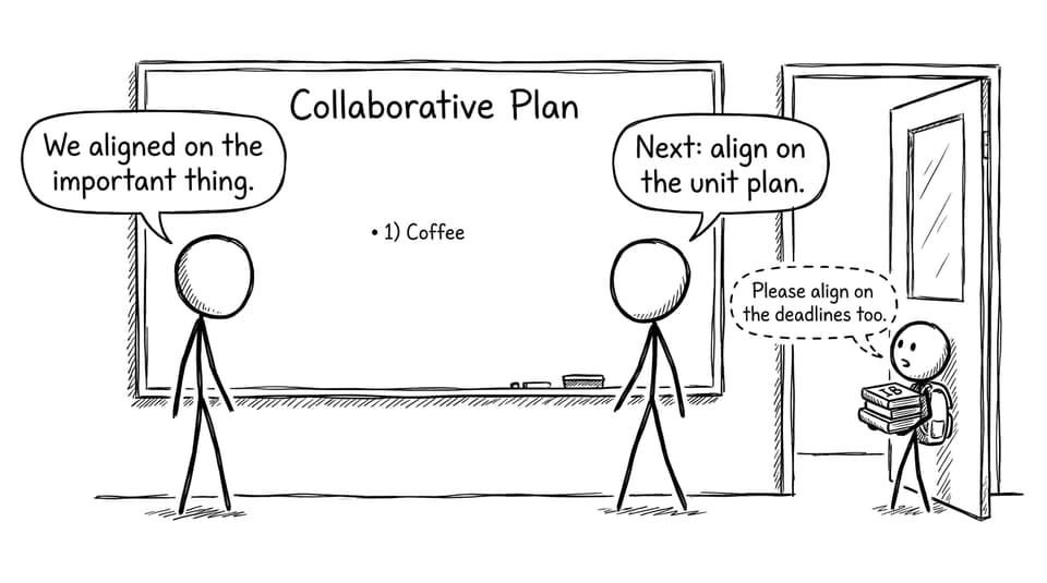 Two IB teachers aligned on coffee