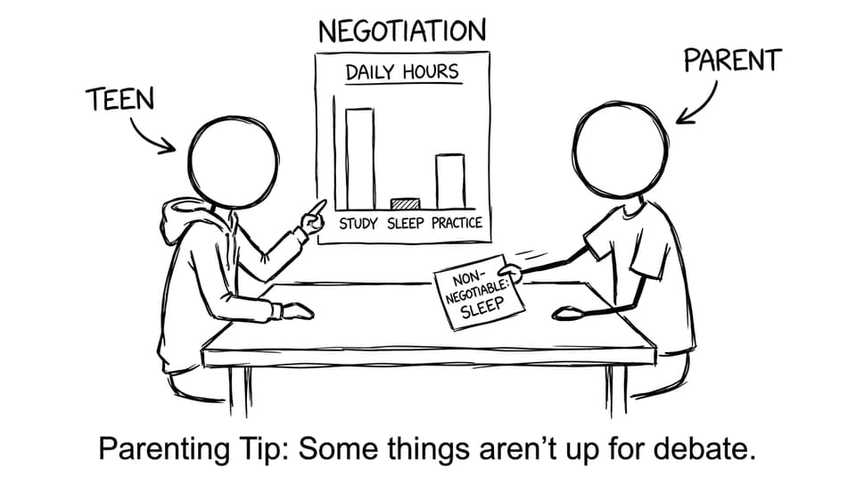 Parent and teen negotiate sleep as non-negotiable