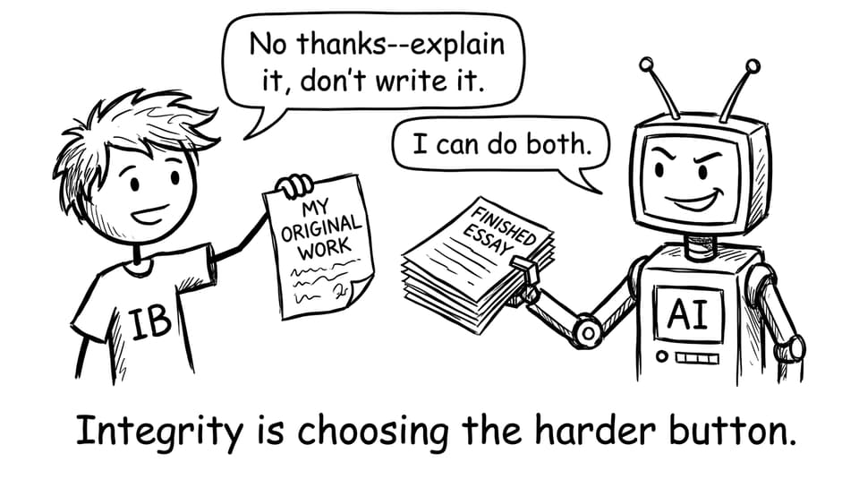 Comic about choosing explanation over AI-written work