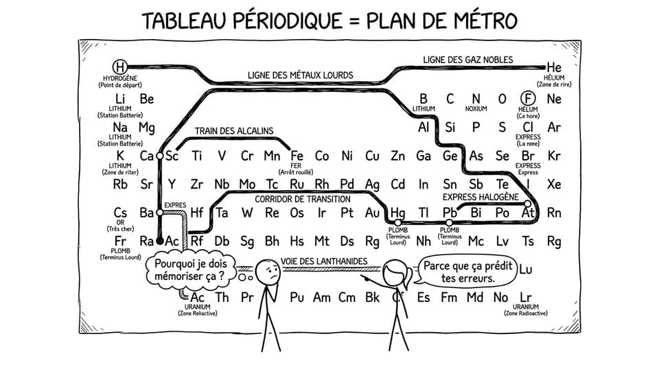 Comic: tableau périodique comme métro