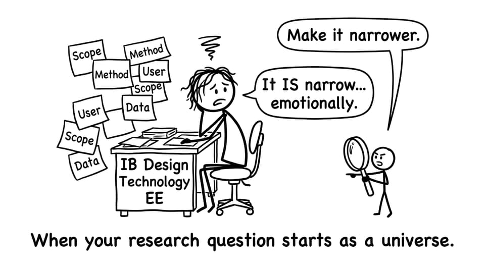 Comic about narrowing an EE research question