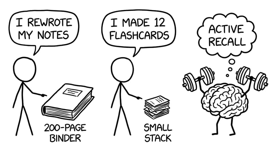 Flashcards vs rewriting notes joke