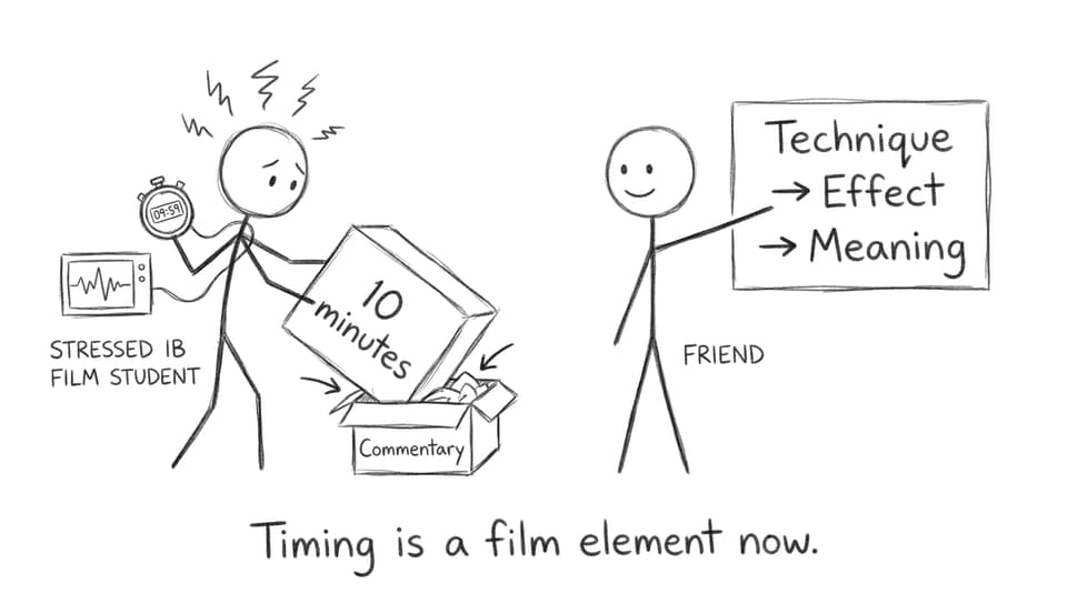 IB Film student timing a commentary