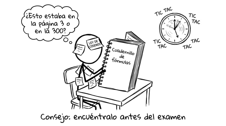 Estudiante buscando una fórmula a contrarreloj