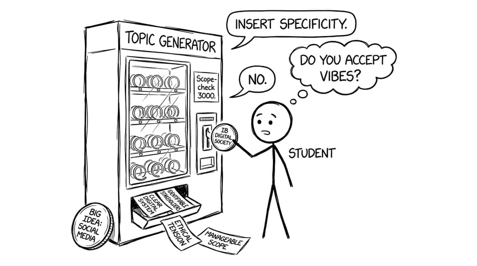 A vending machine refuses “vibes” and asks for specificity
