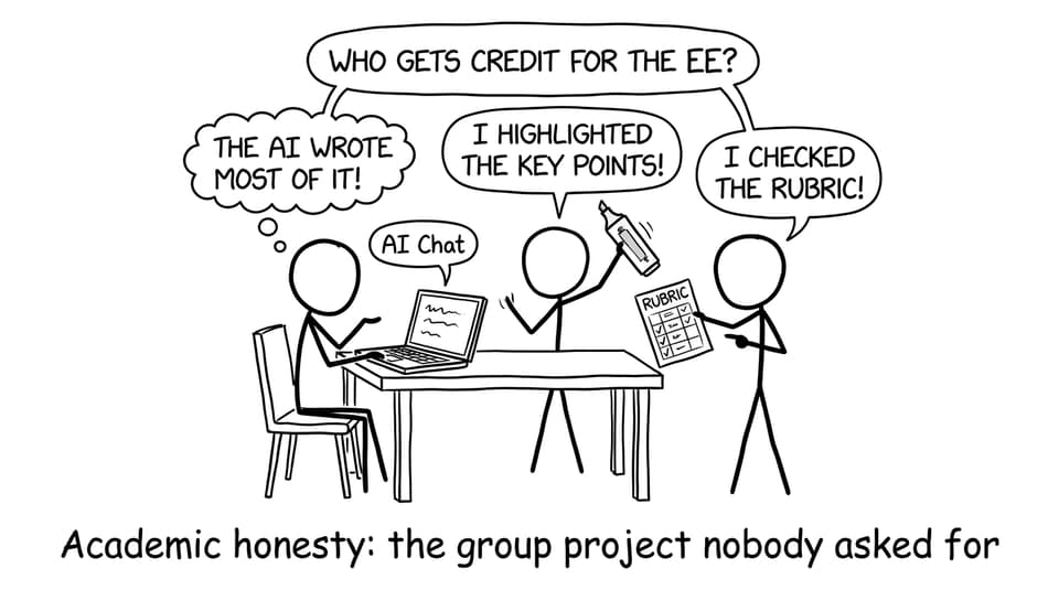 Academic honesty debate with AI, highlighter, and rubric