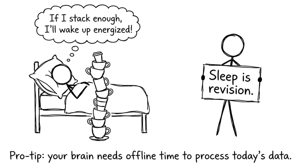 Sleep optimized with coffee cups under pillow