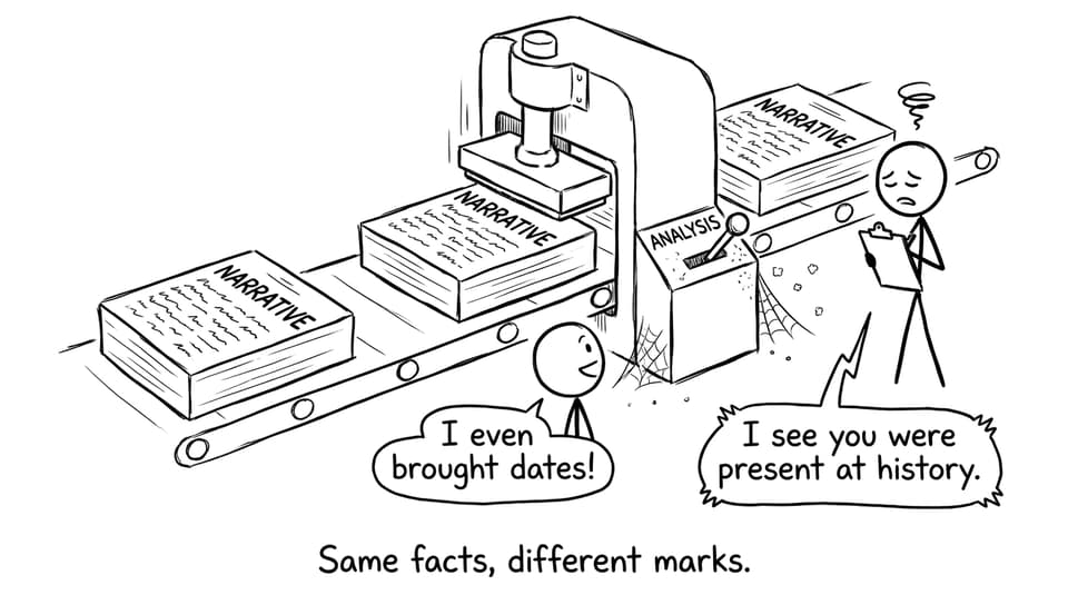 Same facts, different marks.
