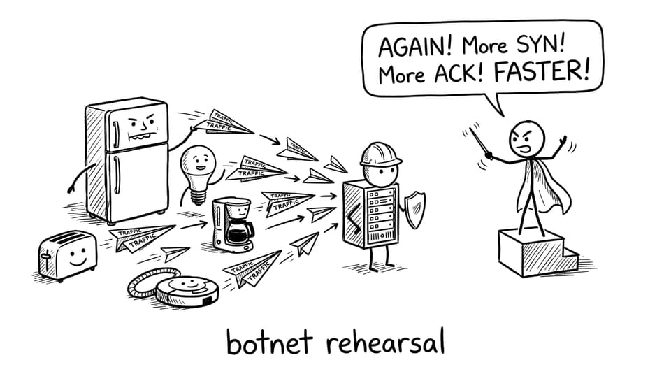 Botnet rehearsal with household devices