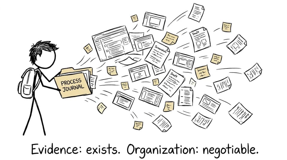 Process journal explodes into evidence confetti
