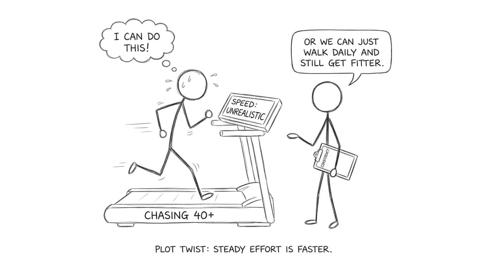 Chasing 40+ treadmill comedy
