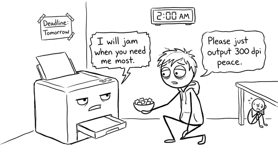 Printer prophecy at 2 a.m.