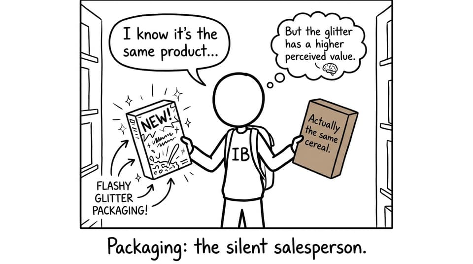 A student tempted by glitter packaging