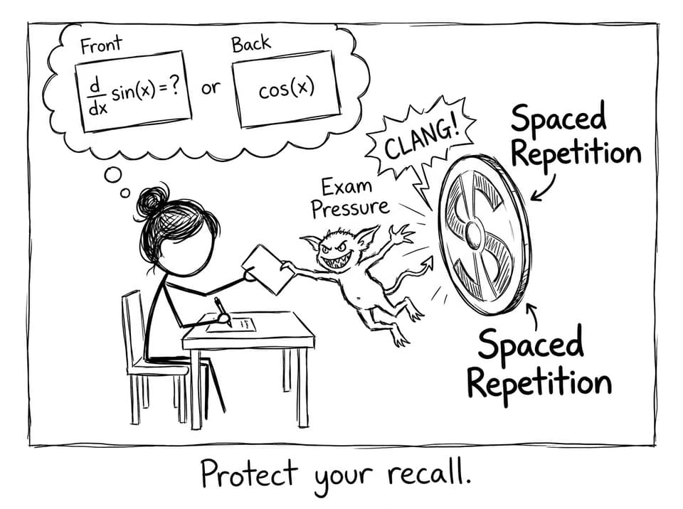 Flashcard protected by spaced repetition shield